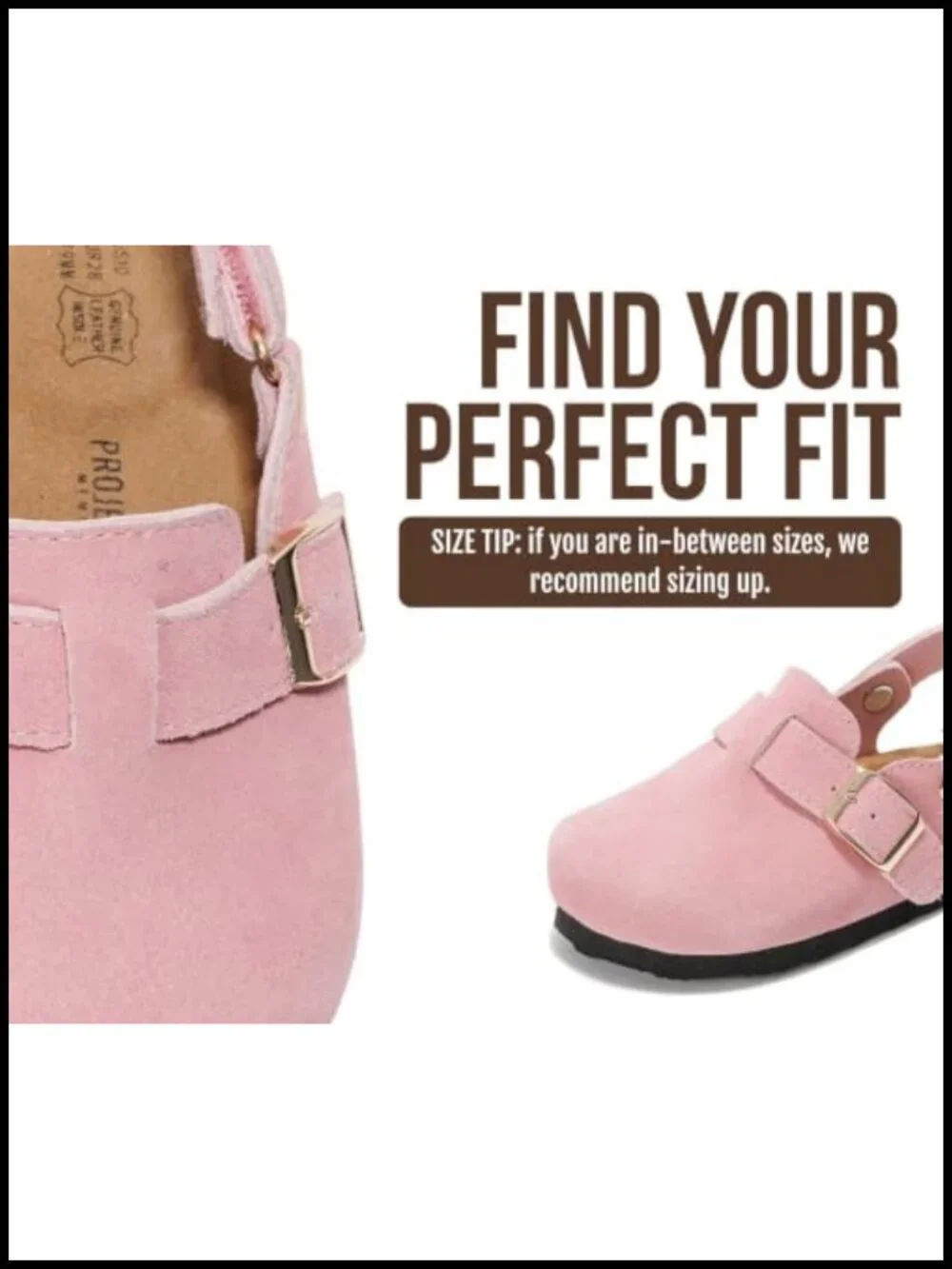 Genuine Leather Non Slip Clogs with Cork Footbed Memory Foam Insole Arch